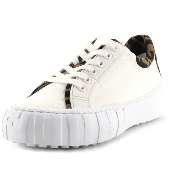 FENDI FORCE White Canvas Women's Sneakers - Picture 3 of 15